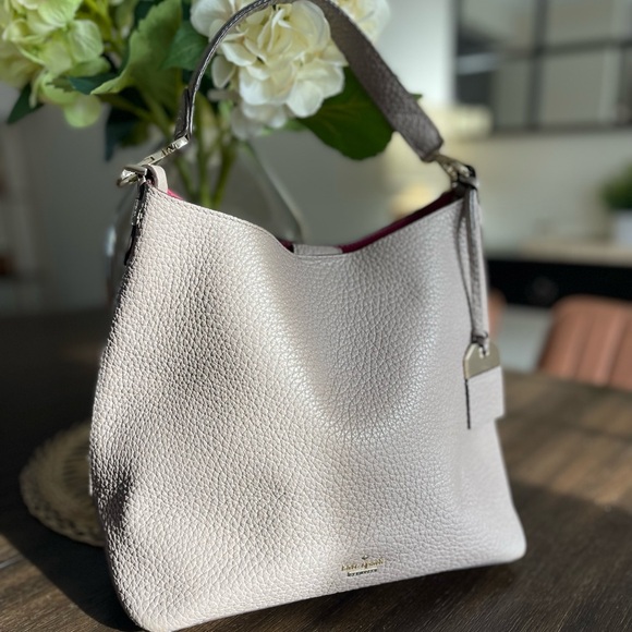 Kate Spade New York Slate Taupe Gray Pebble Leather Hobo With Crossbody Strap - Picture 9 of 10